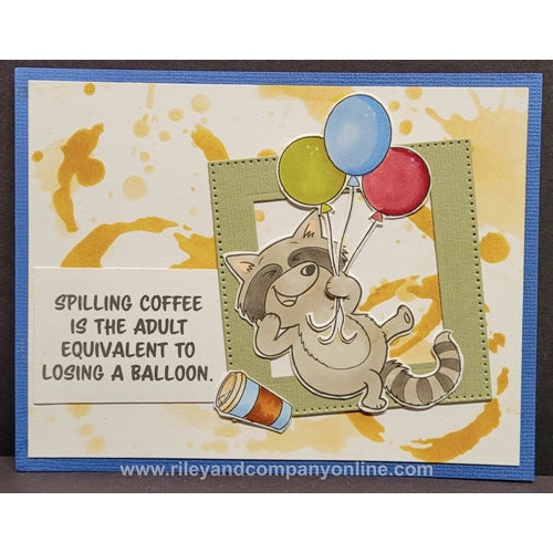 Simon Says Stamp! Riley And Company Funny Bones SPILLING COFFEE Cling Rubber Stamp RWD 891