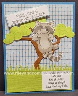 Simon Says Stamp! Riley And Company Funny Bones GIGGLING RACCOON Cling Rubber Stamp RLY329