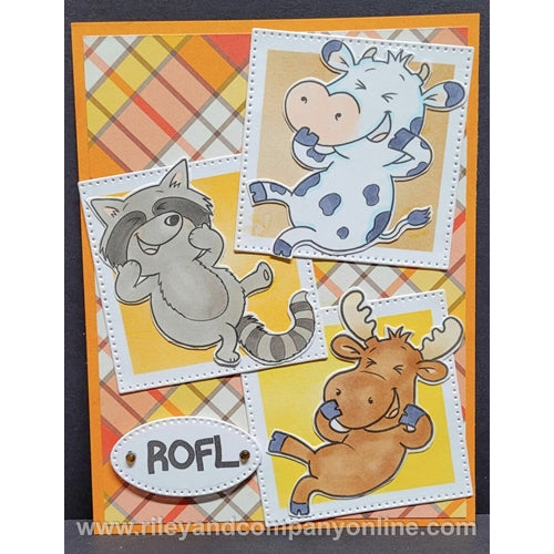 Simon Says Stamp! Riley And Company Funny Bones GIGGLING COW Cling Rubber Stamp RLY328