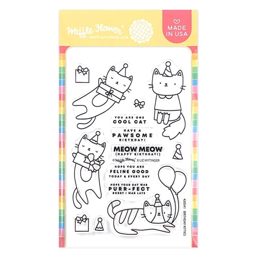 Simon Says Stamp! Waffle Flower BIRTHDAY KITTIES Clear Stamps 420541*