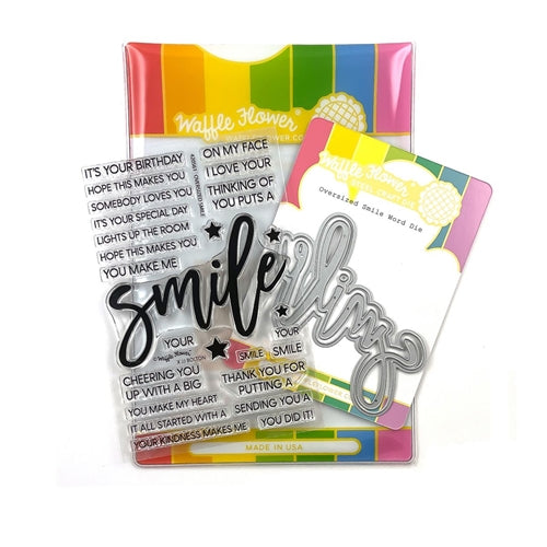 Simon Says Stamp! Waffle Flower OVERSIZED SMILE Clear Stamp and Die Combo WFC561