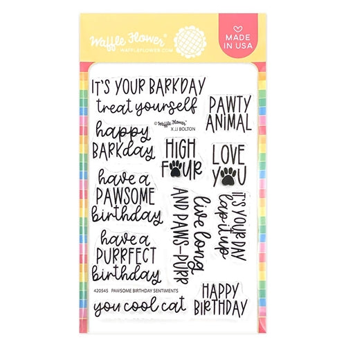 Simon Says Stamp! Waffle Flower PAWSOME BIRTHDAY SENTIMENTS Clear Stamps 420545