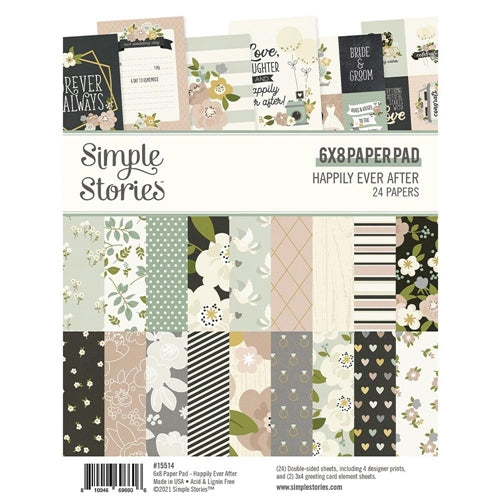 Simon Says Stamp! Simple Stories HAPPILY EVER AFTER 6 x 8 Paper Pad 15514