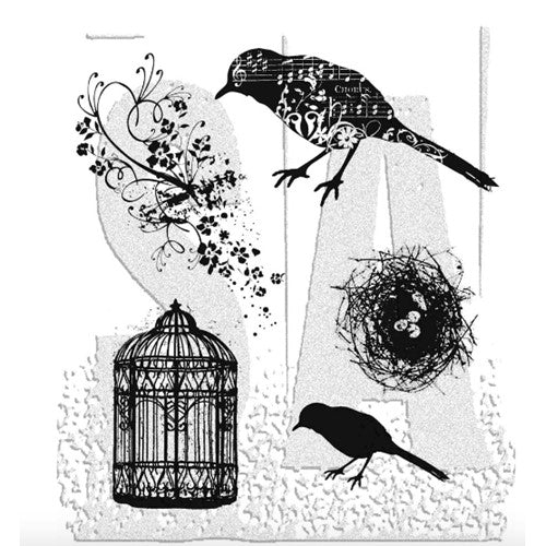 Simon Says Stamp! Tim Holtz Cling Rubber Stamps ARTFUL FLIGHT Bird Cage CMS069