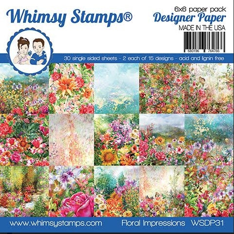 Simon Says Stamp! Whimsy Stamps FLORAL IMPRESSIONS 6 x 6 Paper Pads WSDP31
