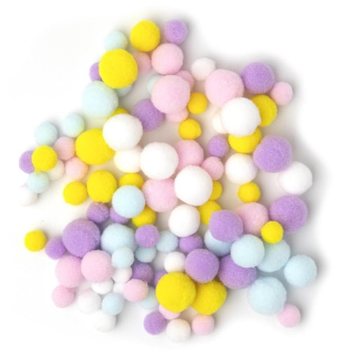 Simon Says Stamp! Cousin SPRING PASTEL Pom Poms 100 Piece Variety Pack 40000808