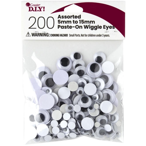 Simon Says Stamp! Cousin PASTE ON WIGGLY EYES 200 Count Assorted 40000925