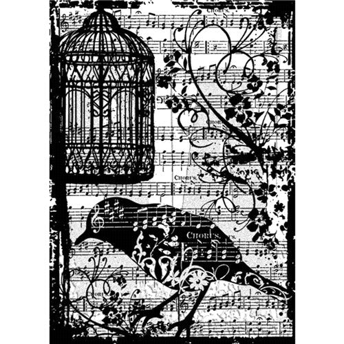 Simon Says Stamp! Tim Holtz Cling Rubber ATC Stamp BIRDSONG COM033