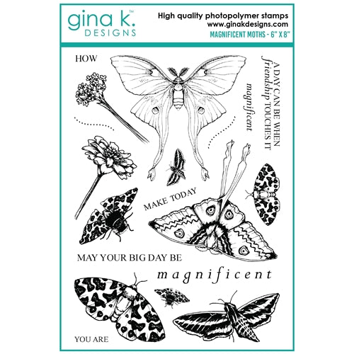 Simon Says Stamp! Gina K Designs MAGNIFICENT MOTHS Clear Stamps mm101