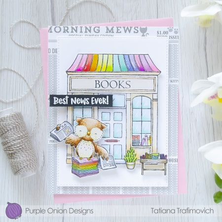 Simon Says Stamp! Purple Onion Designs BOOKSTORE AND BOOK RACK Cling Stamp pod1215 | color-code:ALT09