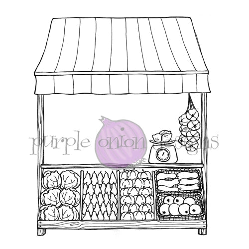 Simon Says Stamp! Purple Onion Designs PRODUCE STAND Cling Stamp pod1218*