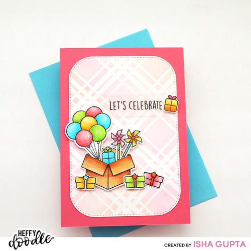 Simon Says Stamp! Heffy Doodle STITCHED ROUNDED METRIC RECTANGLE Dies hfd0350