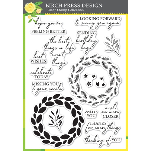 Simon Says Stamp! Birch Press Design CLASSIC SENTIMENTAL WREATH Clear Stamp Set cl8157*