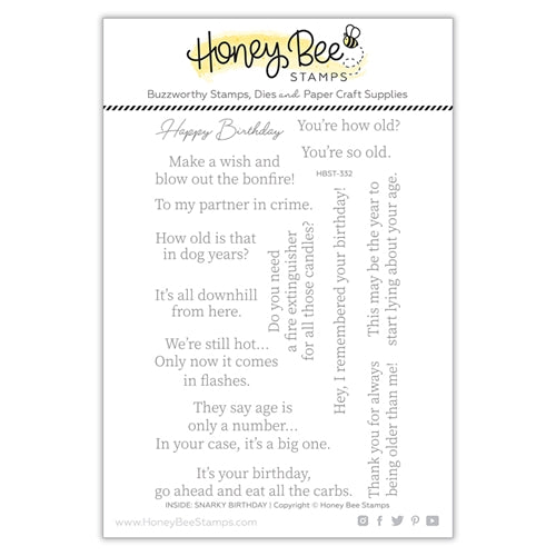 Simon Says Stamp! Honey Bee INSIDE SNARKY BIRTHDAY SENTIMENTS Clear Stamp Set hbst332