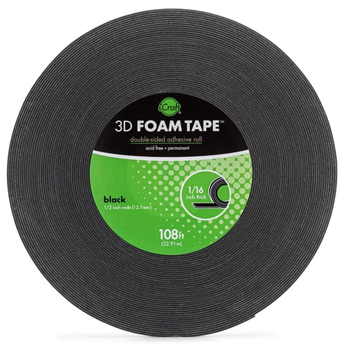 Simon Says Stamp! Therm O Web BLACK 3D FOAM TAPE JUMBO ROLL iCraft 5608