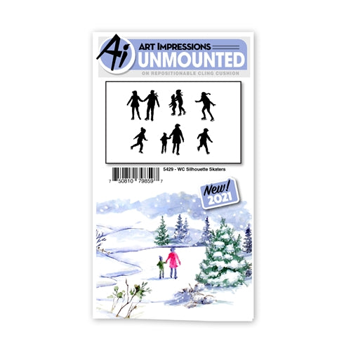 Simon Says Stamp! Art Impressions Watercolor SILHOUETTE SKATERS Set Cling Cushion Stamps 5429