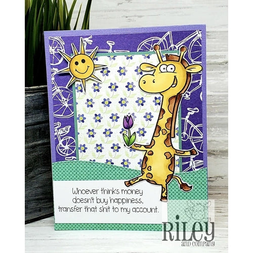 Simon Says Stamp! Riley And Company Funny Bones MONEY DOESN'T BUY HAPPINESS Cling Rubber Stamp RWD 919