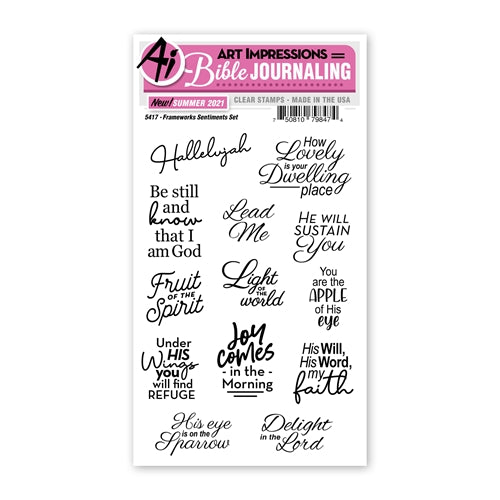 Simon Says Stamp! Art Impressions FRAMEWORKS SENTIMENTS SET Clear Stamps Bible Journaling 5417