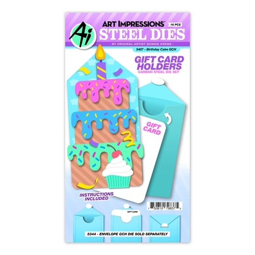 Simon Says Stamp! Art Impressions BIRTHDAY CAKE Gift Card Holder Die Set 5407