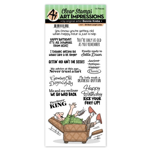 Simon Says Stamp! Art Impressions SIT BACK Laugh Lines Clear Stamps 5421