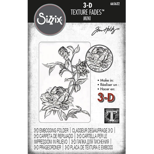 Simon Says Stamp! Tim Holtz Sizzix MINI ROSES 3D Texture Fades Embossing Folder 665632