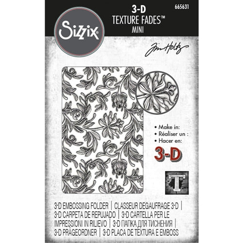 Simon Says Stamp! Tim Holtz Sizzix MINI BOTANICAL 3D Texture Fades Embossing Folder 665631