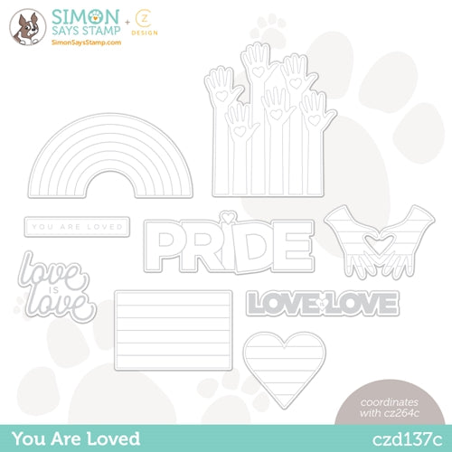 Simon Says Stamp! CZ Design Wafer Dies YOU ARE LOVED czd137c Rainbows