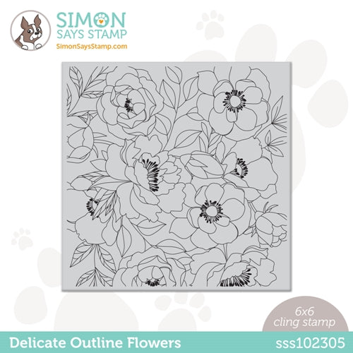Simon Says Stamp! Simon Says Cling Stamp DELICATE OUTLINE FLOWERS sss102305