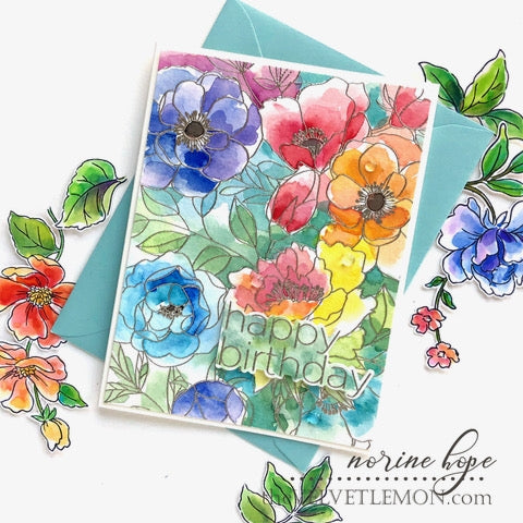 Simon Says Stamp! Simon Says Cling Stamp DELICATE OUTLINE FLOWERS sss102305 | color-code:ALT94