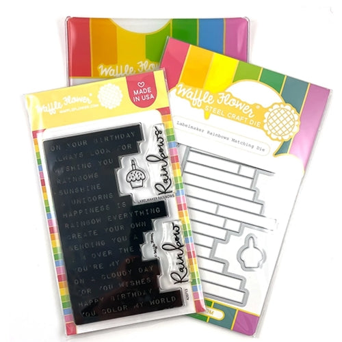 Simon Says Stamp! Waffle Flower LABEL MAKER RAINBOW Clear Stamp and Die Combo WFC717 *