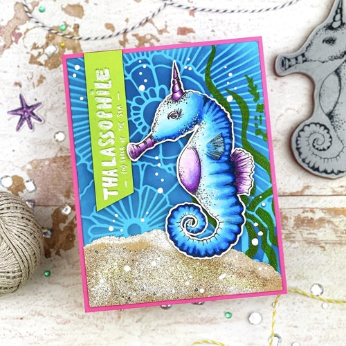 Simon Says Stamp! Studio Light SALLY SEA HORSE So-Fish-Ticated ABM Cling Stamps abmsftstamp16*