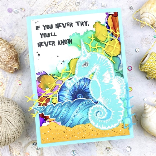 Simon Says Stamp! Studio Light SALLY SEA HORSE So-Fish-Ticated ABM Cling Stamps abmsftstamp16*