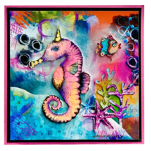 Simon Says Stamp! Studio Light SALLY SEA HORSE So-Fish-Ticated ABM Cling Stamps abmsftstamp16*