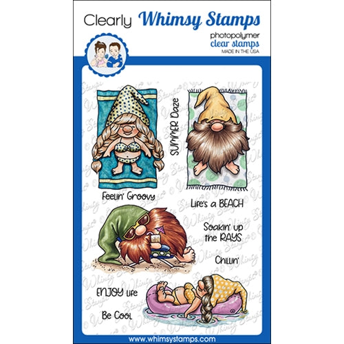 Simon Says Stamp! Whimsy Stamps GNOMES AT THE BEACH Clear Stamps C1113a