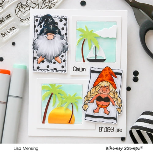 Simon Says Stamp! Whimsy Stamps GNOMES AT THE BEACH Clear Stamps C1113a