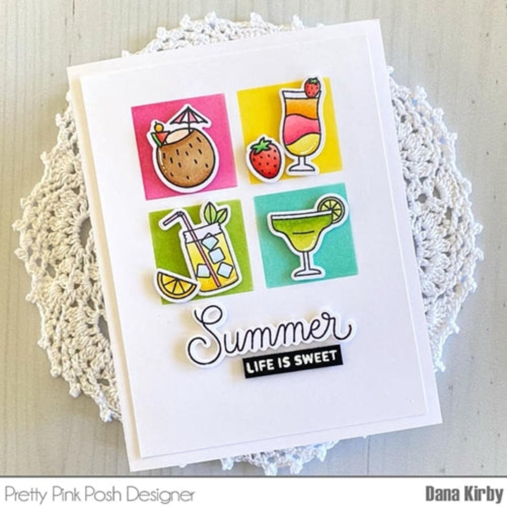 Simon Says Stamp! Pretty Pink Posh SUMMER DRINKS Clear Stamps