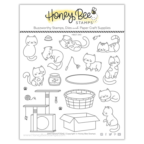 Simon Says Stamp! Honey Bee SMITTEN KITTENS Clear Stamp Set hbst340