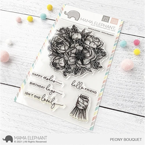 Simon Says Stamp! Mama Elephant Clear Stamps PEONY BOUQUET*