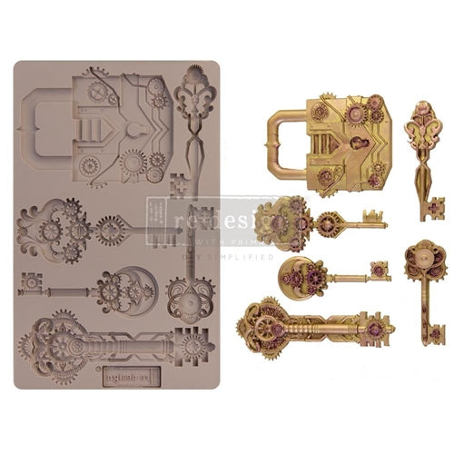 Simon Says Stamp! Prima Marketing MECHANICAL LOCK AND KEYS ReDesign Decor Mould 652159