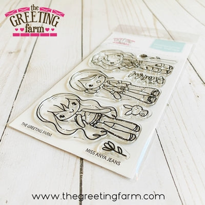 Simon Says Stamp! The Greeting Farm MISS ANYA JEANS Clear Stamps tgf593
