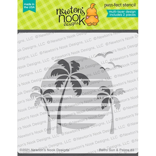 Simon Says Stamp! Newton's Nook Designs RETRO SUN AND PALMS Stencils NN2106T02