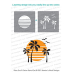 Simon Says Stamp! Newton's Nook Designs RETRO SUN AND PALMS Stencils NN2106T02