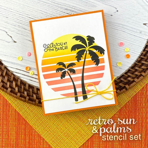 Simon Says Stamp! Newton's Nook Designs RETRO SUN AND PALMS Stencils NN2106T02