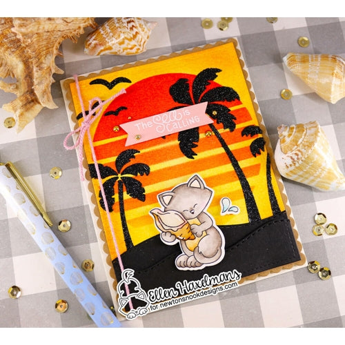 Simon Says Stamp! Newton's Nook Designs RETRO SUN AND PALMS Stencils NN2106T02