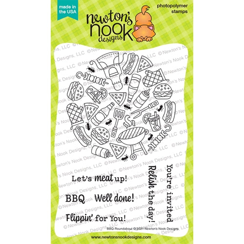 Simon Says Stamp! Newton's Nook Designs BBQ ROUNDABOUT Clear Stamps NN2106S08*