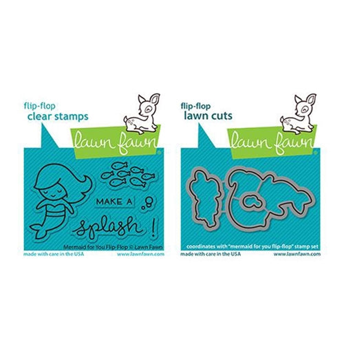 Simon Says Stamp! Lawn Fawn SET MERMAID FOR YOU FLIP-FLOP Clear Stamps and Dies lfmff