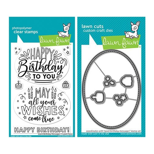 Simon Says Stamp! Lawn Fawn SET GIANT BIRTHDAY MESSAGES Clear Stamps and Dies lfgbm