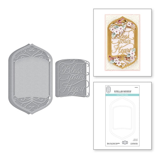 Simon Says Stamp! S5-459 Spellbinders BLESS YOUR HEART VIGNETTE Etched Dies *