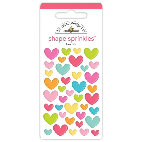 Simon Says Stamp! Doodlebug LOVE THIS Shape Sprinkles Adhesive Enamel 7252