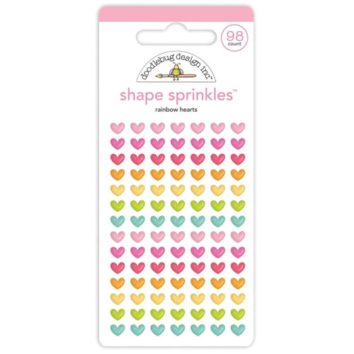 Simon Says Stamp! Doodlebug RAINBOW HEARTS Shape Sprinkles Adhesive Enamel 7251
